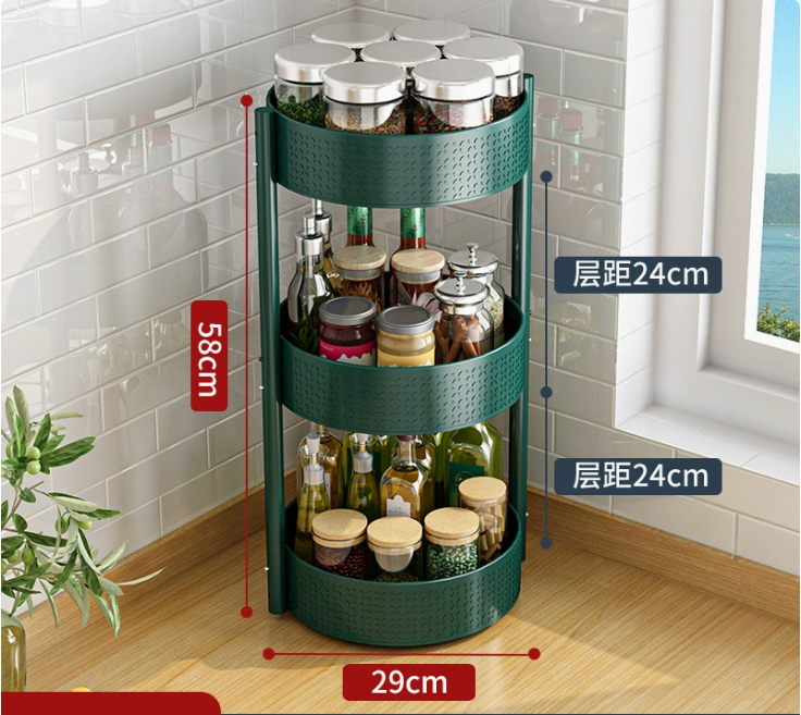 Multi-Layer Rotating Spice Rack for Kitchen Countertops