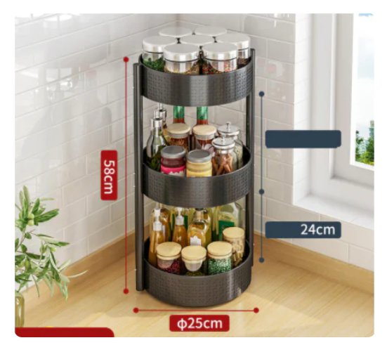 Multi-Layer Rotating Spice Rack for Kitchen Countertops
