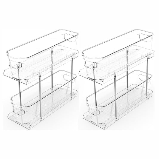 14.8" Deep 2 Tier Bathroom Storage Organizer Clear Under Sink Organizers and Storage Pull Out Cabinet Organizer for Kitchen Pantry StorageCleaning Products Organizer and Medicine Cabinet Organizer